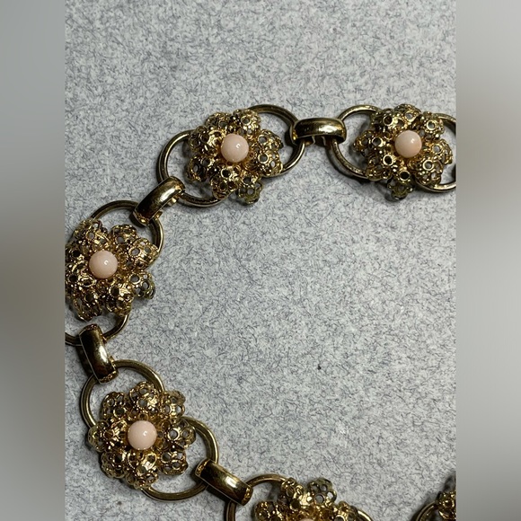 Vintage Gold Filled Panel Link Flower Bracelet Size 7 Needs Clasp See All Images - Picture 10 of 10